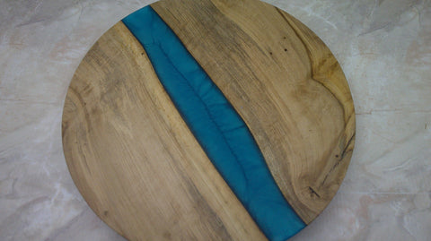 Lazy Susan 16", Holly with Turquoise Blue Resin