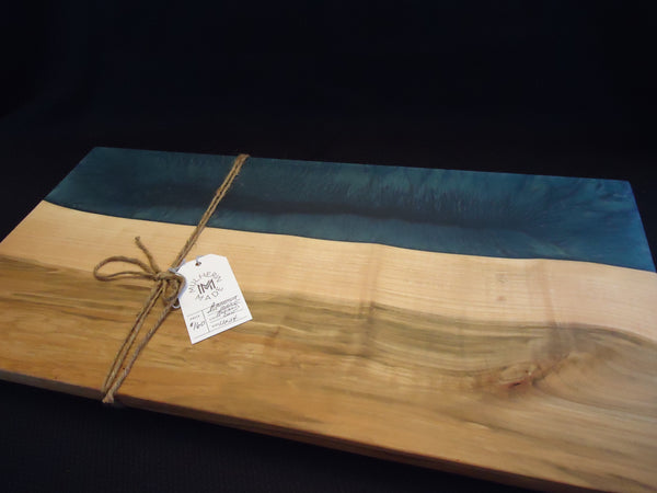 Charcuterie River Board, 15x24" Ambrosia Maple with Mermaid Dust Resin