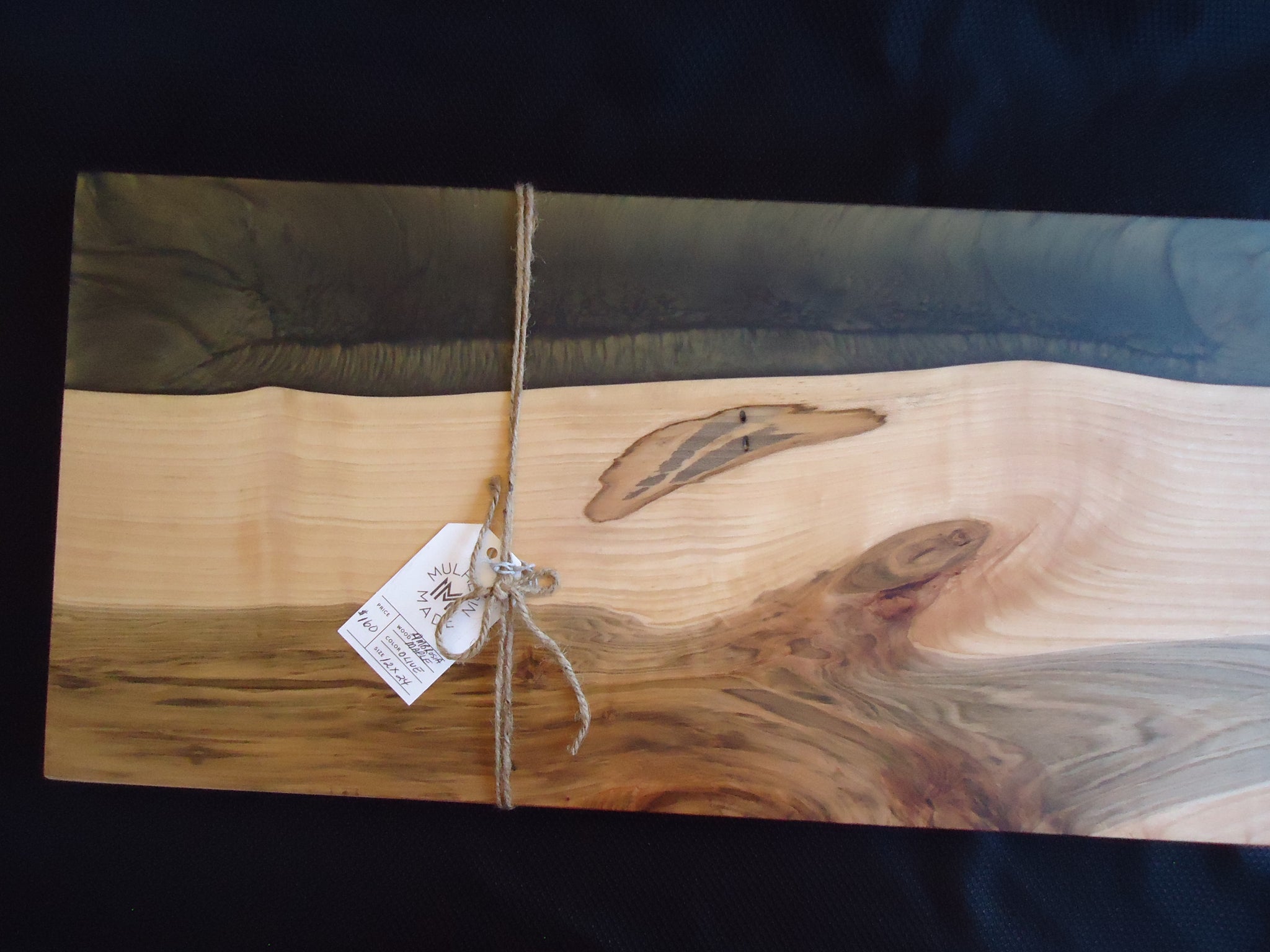 Charcuterie River Board, 15x24" Ambrosia Maple with Olive Resin